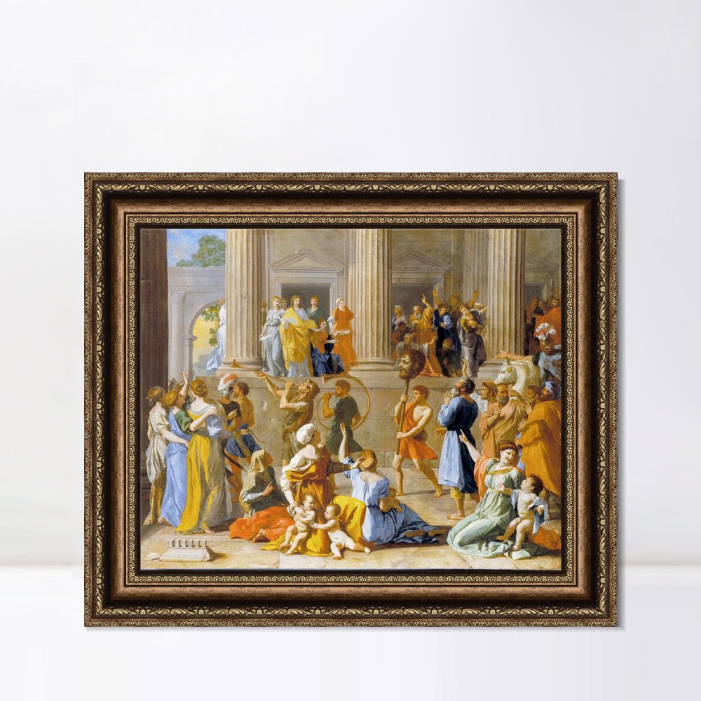 INVIN ART Framed Canvas Art Giclee Print The Triumph of David by Nicolas Poussin Wall Art