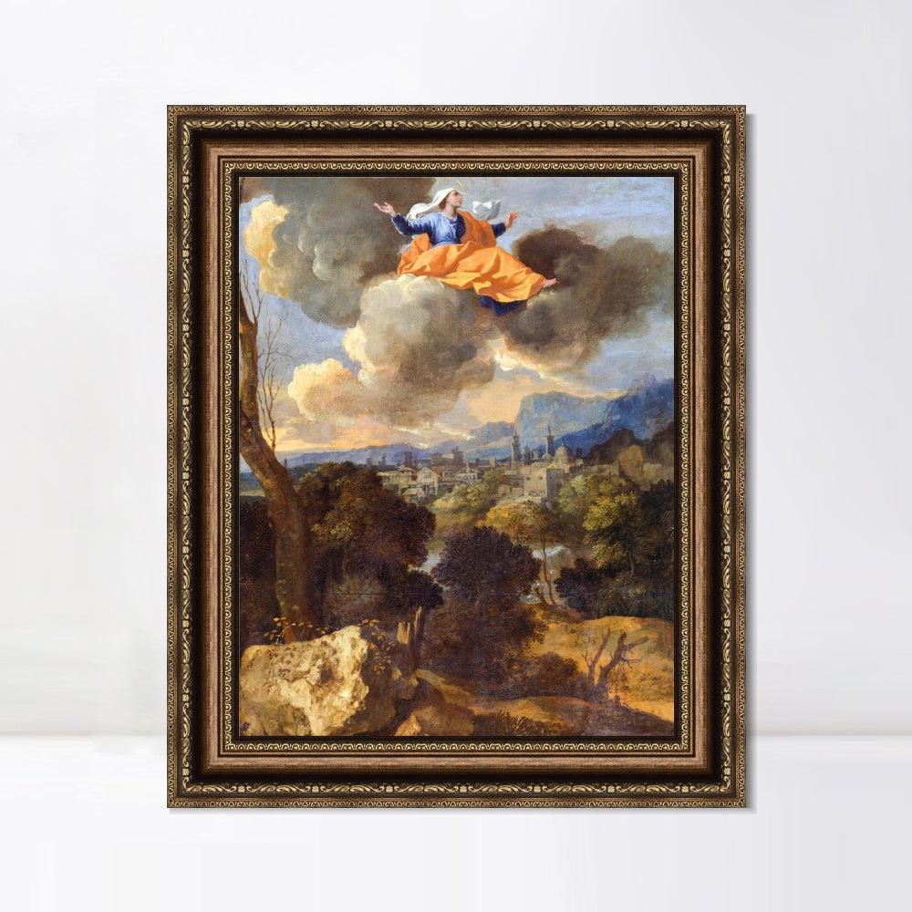 INVIN ART Framed Canvas Art Giclee Print The Translation of Saint Rita of Cascia by Nicolas Poussin Wall Art