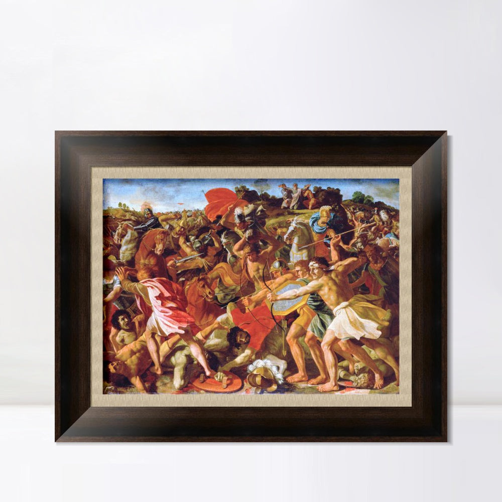 INVIN ART Framed Canvas Art Giclee Print The Victory of Joshua over the Amalekites by Nicolas Poussin Wall Art