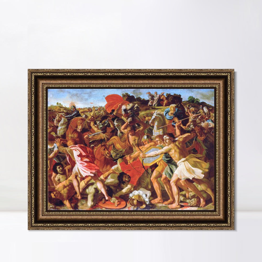 INVIN ART Framed Canvas Art Giclee Print The Victory of Joshua over the Amalekites by Nicolas Poussin Wall Art
