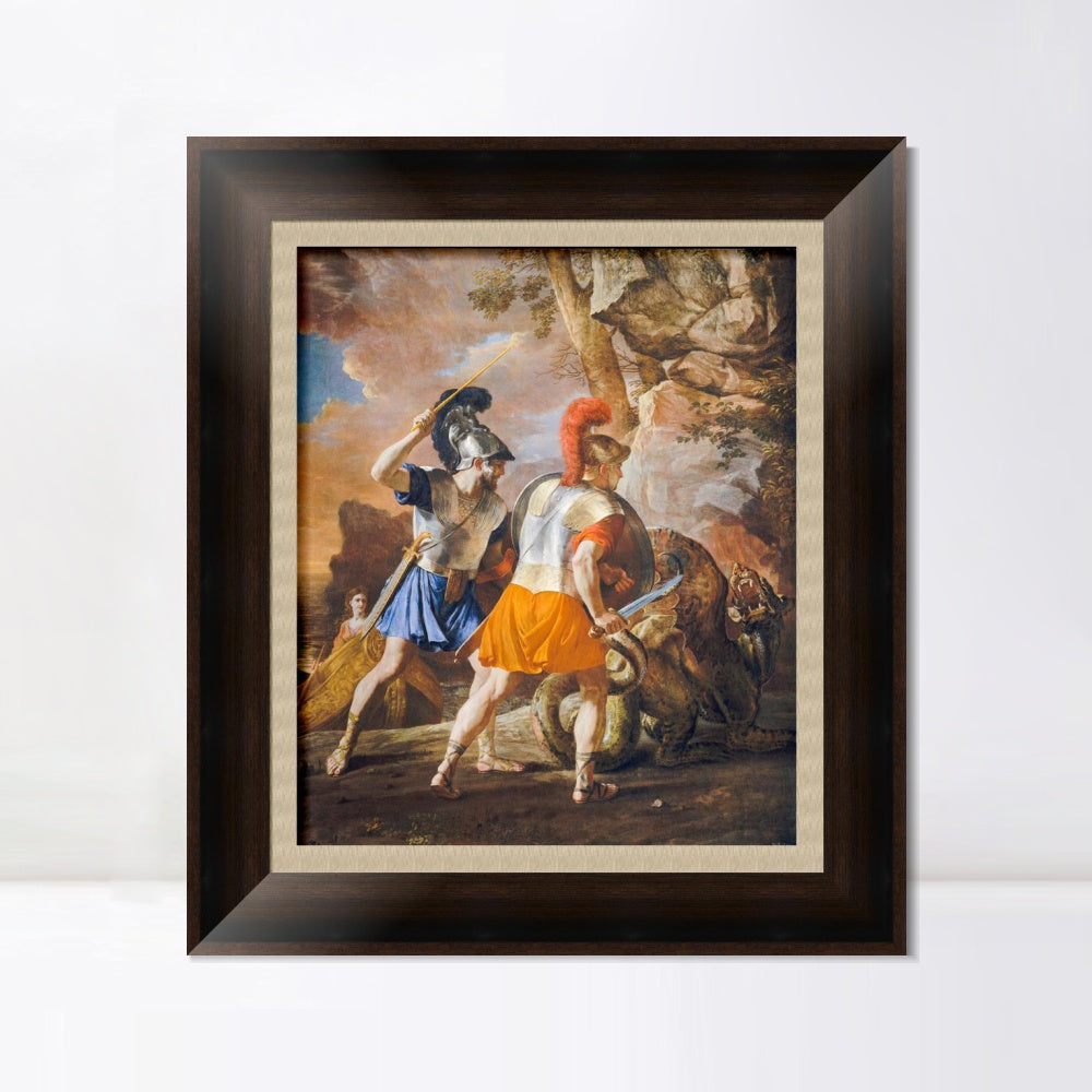 INVIN ART Framed Canvas Art Giclee Print The Companions of Rinaldo by Nicolas Poussin Wall Art