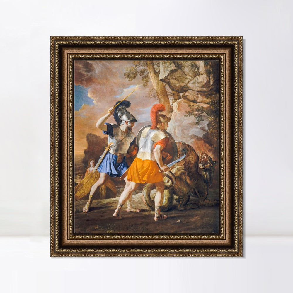 INVIN ART Framed Canvas Art Giclee Print The Companions of Rinaldo by Nicolas Poussin Wall Art