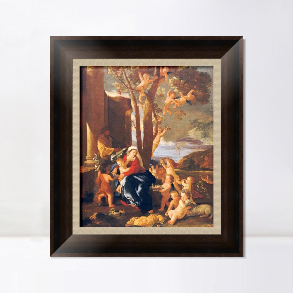INVIN ART Framed Canvas Art Giclee Print The Rest on the Flight into Egypt by Nicolas Poussin Wall Art Living Room Home Office Decorations