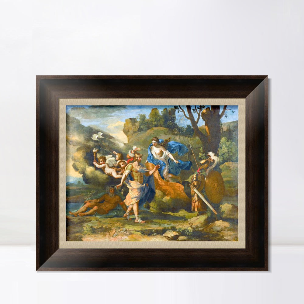 INVIN ART Framed Canvas Art Giclee Print Venus Showing Her Arms to Angry by Nicolas Poussin Wall Art