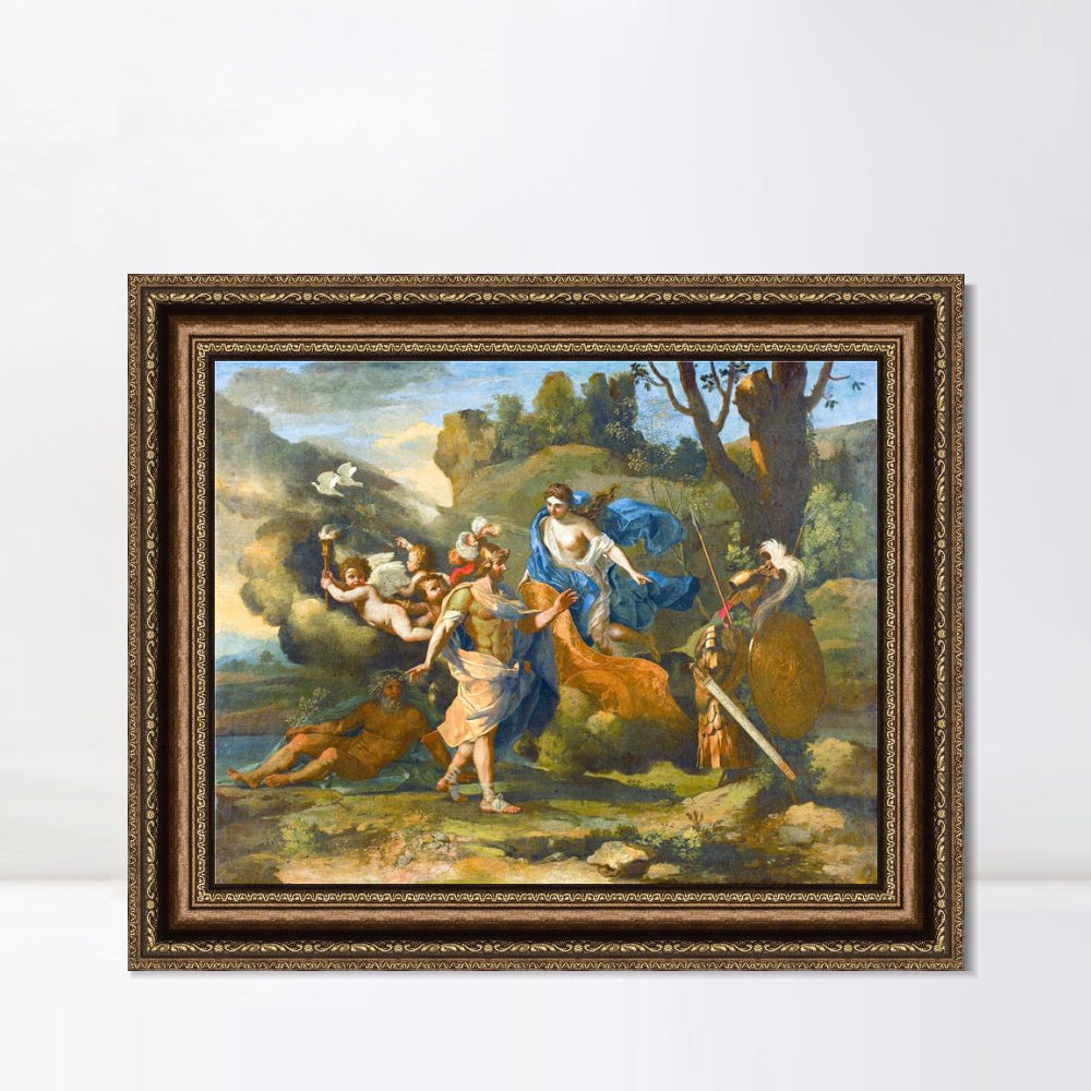 INVIN ART Framed Canvas Art Giclee Print Venus Showing Her Arms to Angry by Nicolas Poussin Wall Art