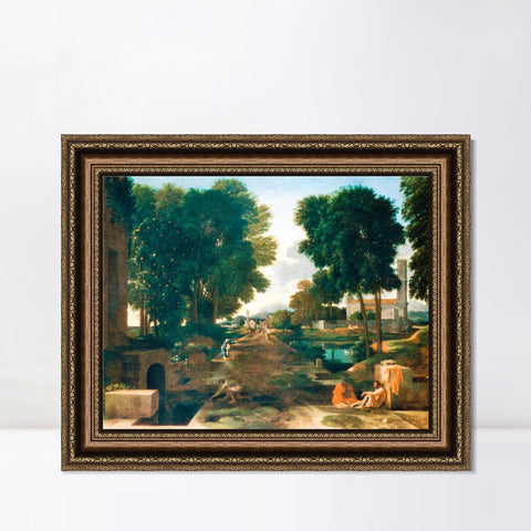 INVIN ART Framed Canvas Art Giclee Print Series#061 by Nicolas Poussin Wall Art Living Room Home Office Decorations