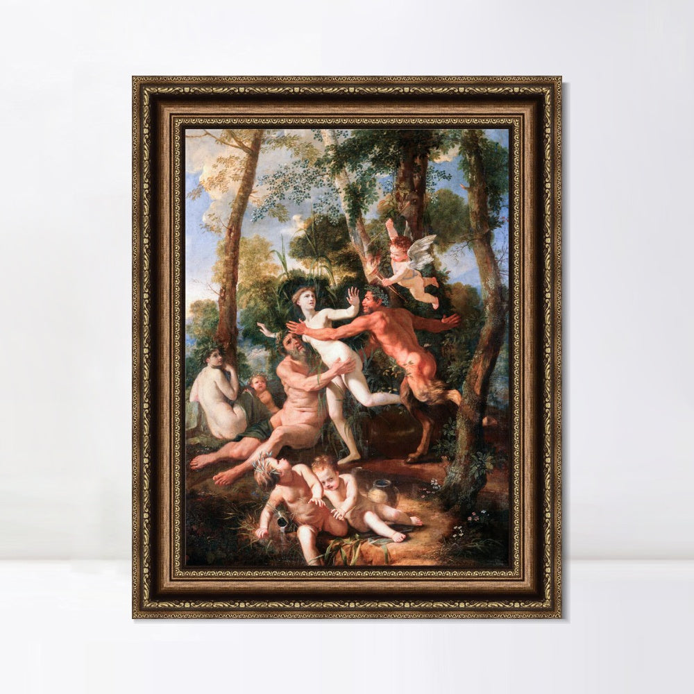 INVIN ART Framed Canvas Art Giclee Print Pan and Syrinx by Nicolas Poussin Wall Art
