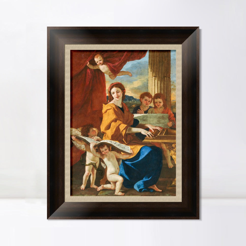 INVIN ART Framed Canvas Art Giclee Print Sainte C篓娄cile by Nicolas Poussin Wall Art