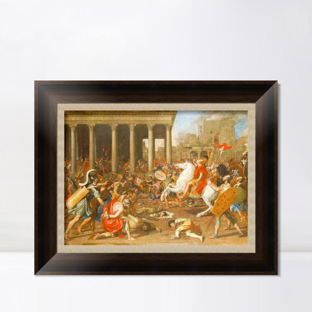 INVIN ART Framed Canvas Art Giclee Print The Conquest of Jerusalem by Emperor by Nicolas Poussin Wall Art