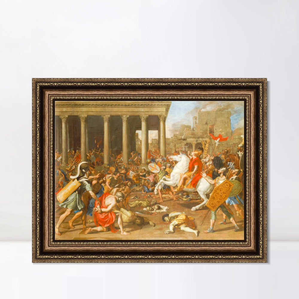 INVIN ART Framed Canvas Art Giclee Print The Conquest of Jerusalem by Emperor by Nicolas Poussin Wall Art