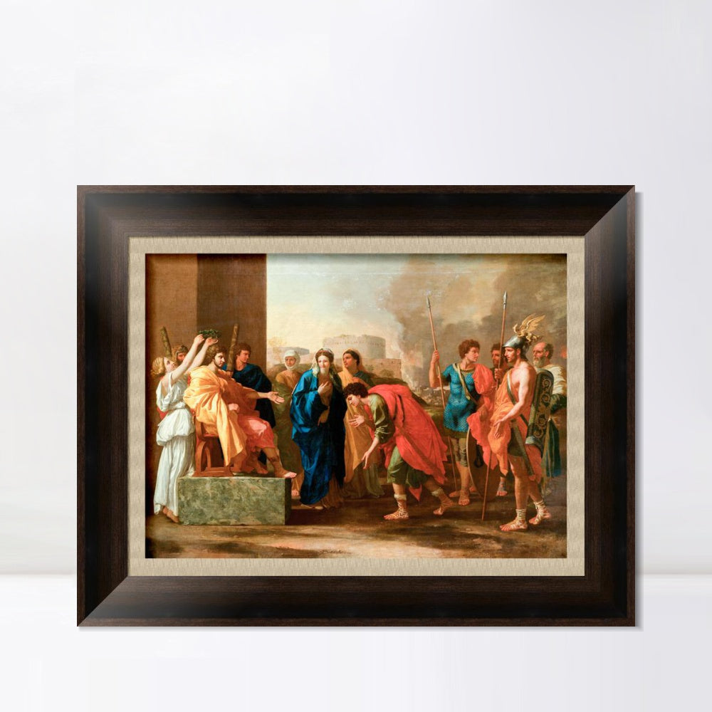 INVIN ART Framed Canvas Art Giclee Print The continence of Scipio by Emperor by Nicolas Poussin Wall Art