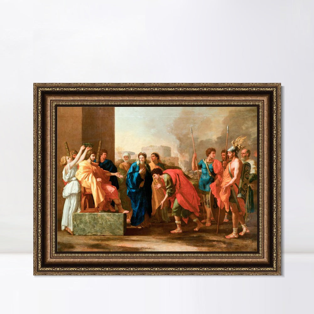 INVIN ART Framed Canvas Art Giclee Print The continence of Scipio by Emperor by Nicolas Poussin Wall Art