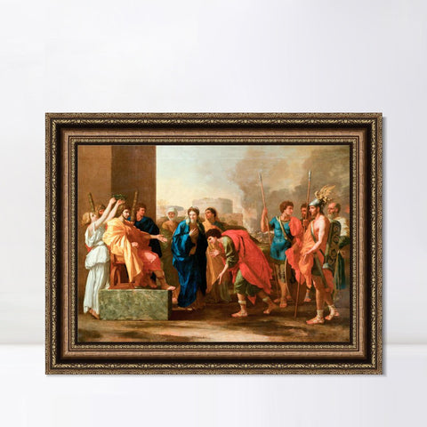 INVIN ART Framed Canvas Art Giclee Print The continence of Scipio by Emperor by Nicolas Poussin Wall Art Living Room Home Office Decorations