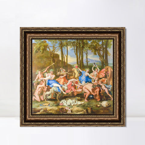 INVIN ART Framed Canvas Art Giclee Print The Triumph of Pan, 1636 by Nicolas Poussin Wall Art Living Room Home Office Decorations