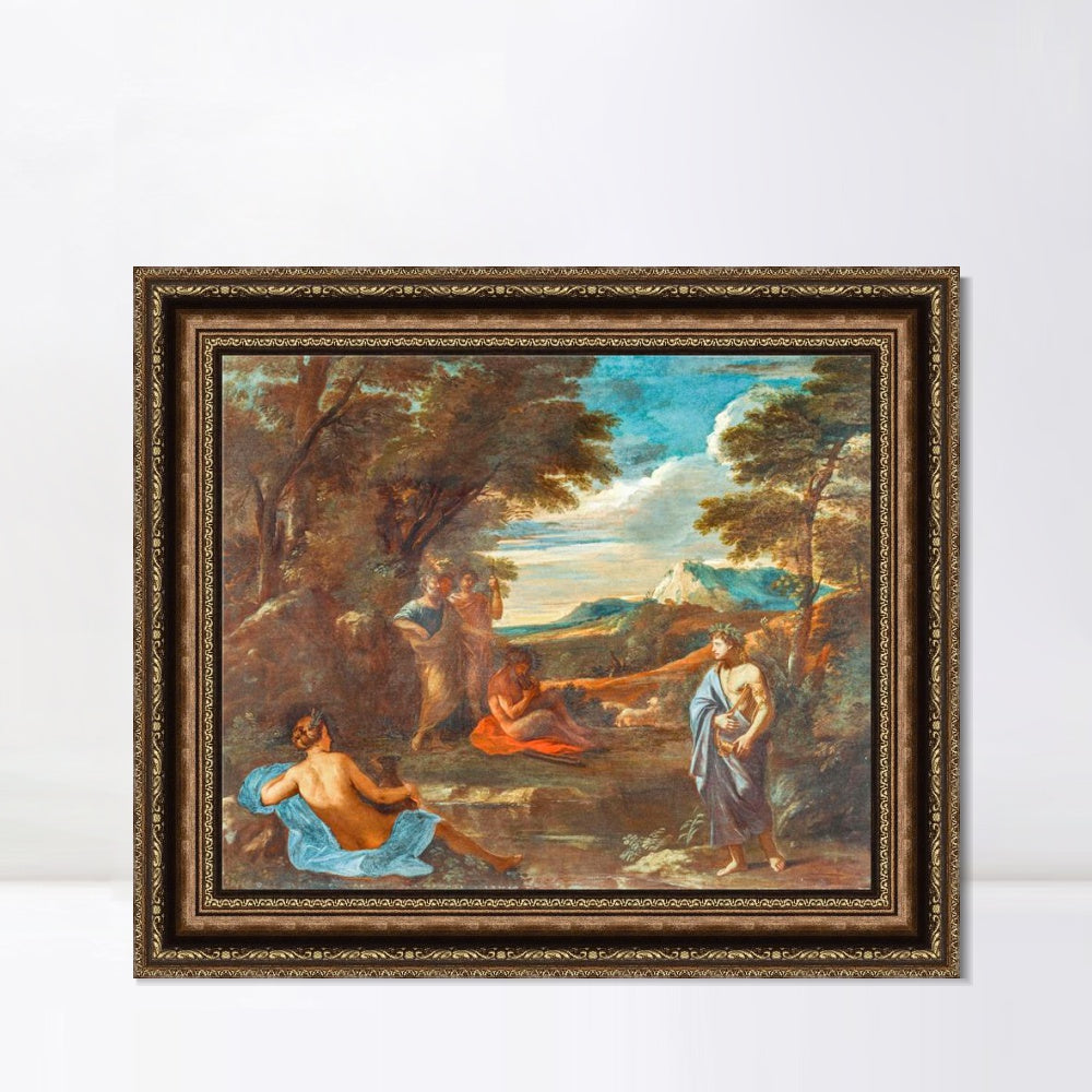 INVIN ART Framed Canvas Art Giclee Print Landscape with Apollo by Emperor by Nicolas Poussin Wall Art