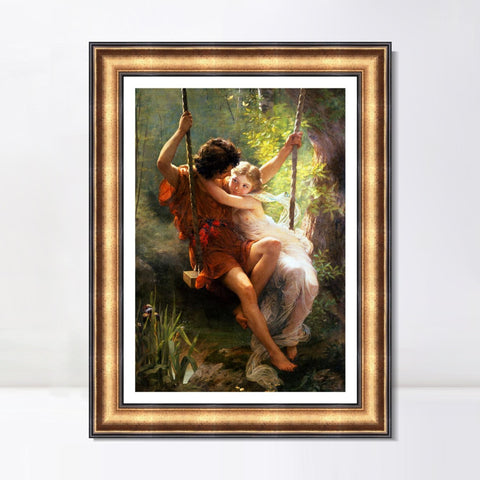 INVIN ART Framed Canvas Art Giclee Print Spring Time by Pierre Auguste Cot Wall Art Living Room Home Office Decorations