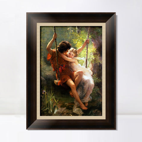 INVIN ART Framed Canvas Art Giclee Print Spring Time by Pierre Auguste Cot Wall Art Living Room Home Office Decorations