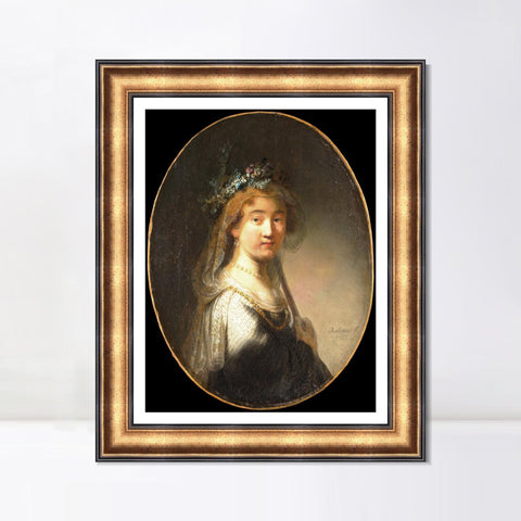 INVIN ART Framed Canvas Art Giclee Print Series#016 by Rembrandt Harmenszoon van Rijn Wall Art Living Room Home Office Decorations