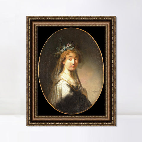 INVIN ART Framed Canvas Art Giclee Print Series#016 by Rembrandt Harmenszoon van Rijn Wall Art Living Room Home Office Decorations