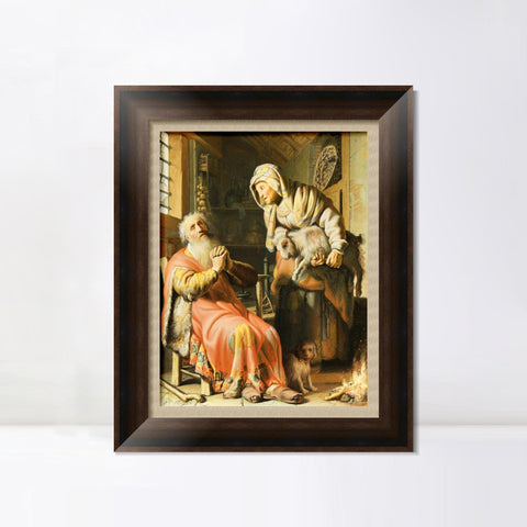 INVIN ART Framed Canvas Art Giclee Print TOBIAS SUSPECTED HIS WIFE STEALING by Rembrandt Harmenszoon van Rijn Wall Art Living Room Home Office Decorations