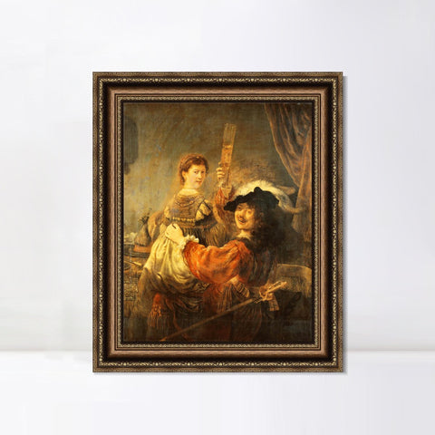 INVIN ART Framed Canvas Art Giclee Print Series#077 by Rembrandt Harmenszoon van Rijn Wall Art Living Room Home Office Decorations