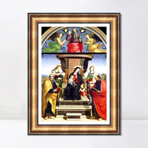 INVIN ART Framed Canvas Art Giclee Print Madonna and Child Enthroned with Saints, 1504, altarpiece by Raphael/Raffaello Sanzio Wall Decorations