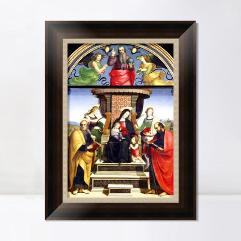 INVIN ART Framed Canvas Art Giclee Print Madonna and Child Enthroned with Saints, 1504, altarpiece by Raphael/Raffaello Sanzio Wall Decorations
