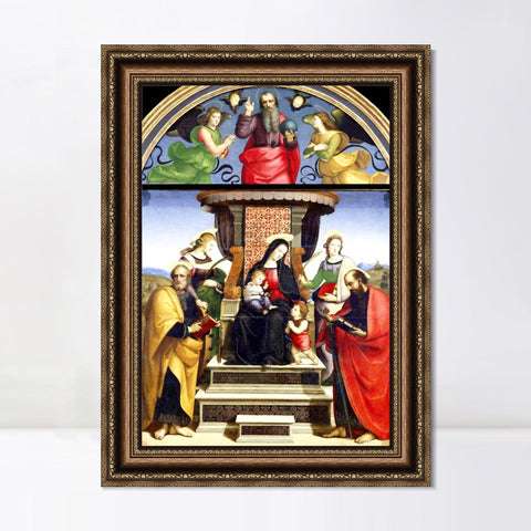 INVIN ART Framed Canvas Art Giclee Print Madonna and Child Enthroned with Saints, 1504, altarpiece by Raphael/Raffaello Sanzio Wall Decorations