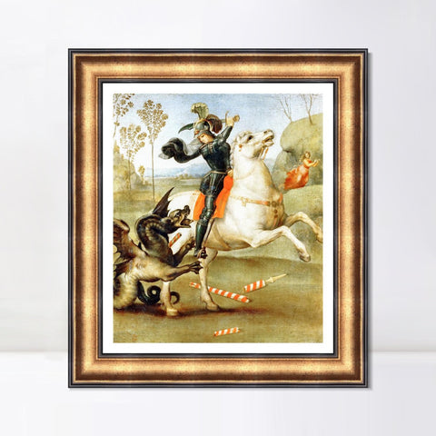 INVIN ART Framed Canvas Art Giclee Print Saint George and the Dragon by Raphael/Raffaello Sanzio Wall Art Living Room Home Office Decorations