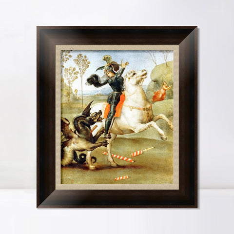 INVIN ART Framed Canvas Art Giclee Print Saint George and the Dragon by Raphael/Raffaello Sanzio Wall Art Living Room Home Office Decorations