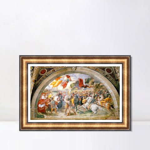 INVIN ART Framed Canvas Art Giclee Print The Meeting of Leo the Great and Attila by Raphael/Raffaello Sanzio Wall Art Living Room Home Office Decorations