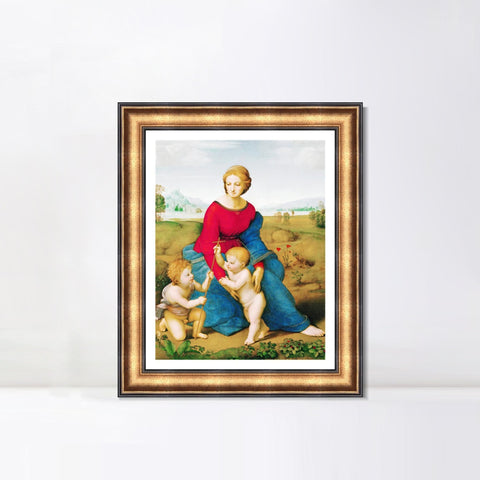 INVIN ART Framed Canvas Art Giclee Print Madonna in the Meadow by Raphael/Raffaello Sanzio Wall Art Living Room Home Office Decorations