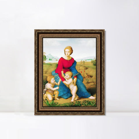 INVIN ART Framed Canvas Art Giclee Print Madonna in the Meadow by Raphael/Raffaello Sanzio Wall Art Living Room Home Office Decorations