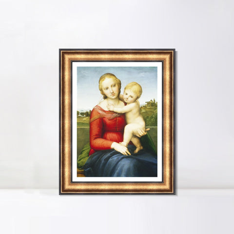 INVIN ART Framed Canvas Art Giclee Print The Small Cowper Madonna1505 by Raphael/Raffaello Sanzio Wall Art Living Room Home Office Decorations