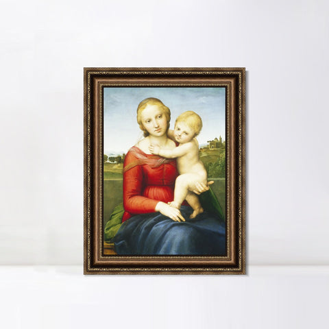 INVIN ART Framed Canvas Art Giclee Print The Small Cowper Madonna1505 by Raphael/Raffaello Sanzio Wall Art Living Room Home Office Decorations