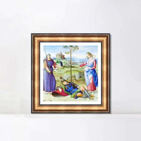 INVIN ART Framed Canvas Art Giclee Print An Allegory ('Vision of a Knight') 1504 by Raphael/Raffaello Sanzio Wall Art Living Room Home Office Decorations
