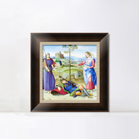 INVIN ART Framed Canvas Art Giclee Print An Allegory ('Vision of a Knight') 1504 by Raphael/Raffaello Sanzio Wall Art Living Room Home Office Decorations