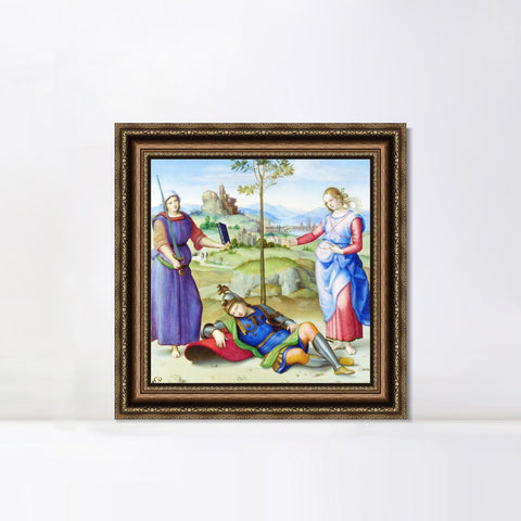 INVIN ART Framed Canvas Art Giclee Print An Allegory ('Vision of a Knight') 1504 by Raphael/Raffaello Sanzio Wall Art Living Room Home Office Decorations