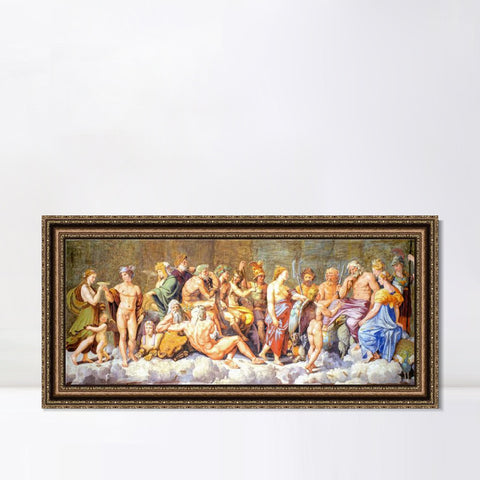 INVIN ART Framed Canvas Art Giclee Print The gods of Olympus by Raphael/Raffaello Sanzio Wall Art Living Room Home Office Decorations