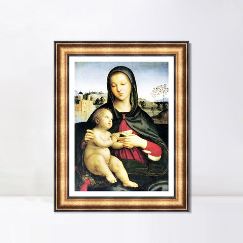 INVIN ART Framed Canvas Art Giclee Print Madonna and Child with Book by Raphael/Raffaello Sanzio Wall Art Living Room Home Office Decorations