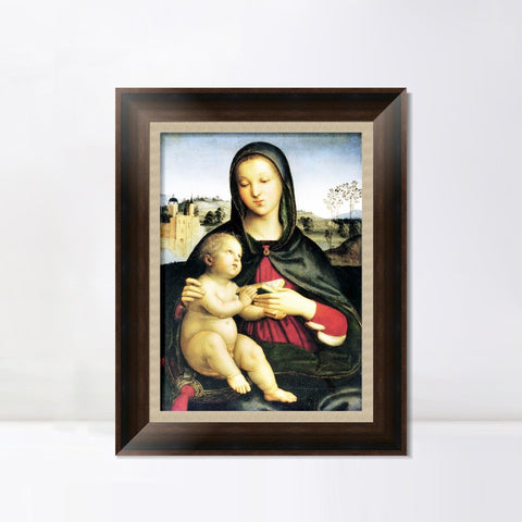 INVIN ART Framed Canvas Art Giclee Print Madonna and Child with Book by Raphael/Raffaello Sanzio Wall Art Living Room Home Office Decorations