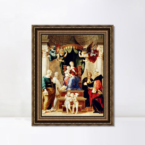 INVIN ART Framed Canvas Art Giclee Print Series#158 by Raphael/Raffaello Sanzio Wall Art Living Room Home Office Decorations