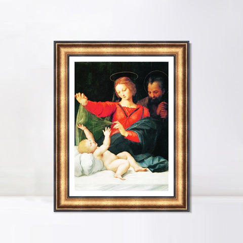 INVIN ART Framed Canvas Art Giclee Print The Holy Family (1509) by Raphael/Raffaello Sanzio Wall Art Living Room Home Office Decorations