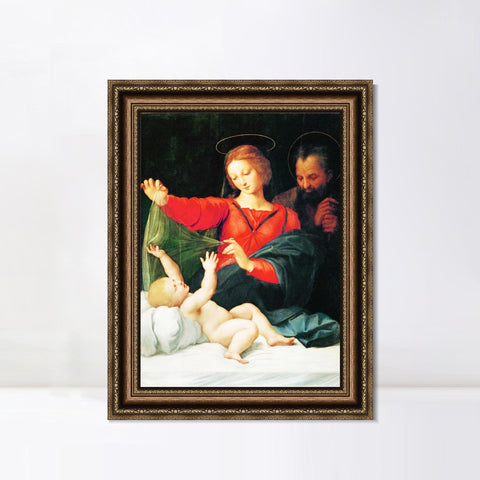 INVIN ART Framed Canvas Art Giclee Print The Holy Family (1509) by Raphael/Raffaello Sanzio Wall Art Living Room Home Office Decorations