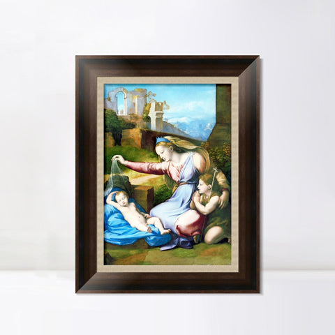 INVIN ART Framed Canvas Art Giclee Print Madonna with the Blue Diadem by Raphael/Raffaello Sanzio Wall Art Living Room Home Office Decorations