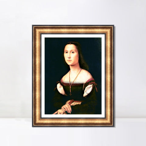 INVIN ART Framed Canvas Art Giclee Print Portrait of a Lady by Raphael/Raffaello Sanzio Wall Art Living Room Home Office Decorations