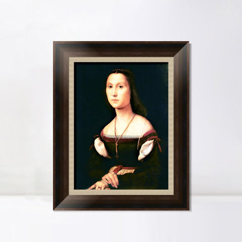 INVIN ART Framed Canvas Art Giclee Print Portrait of a Lady by Raphael/Raffaello Sanzio Wall Art Living Room Home Office Decorations