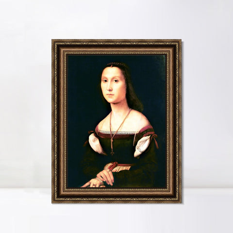 INVIN ART Framed Canvas Art Giclee Print Portrait of a Lady by Raphael/Raffaello Sanzio Wall Art Living Room Home Office Decorations