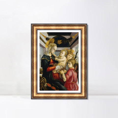INVIN ART Framed Canvas Art Giclee Print Madonna and Child with Angels by Sandro Botticelli Wall Art Living Room Home Office Decorations