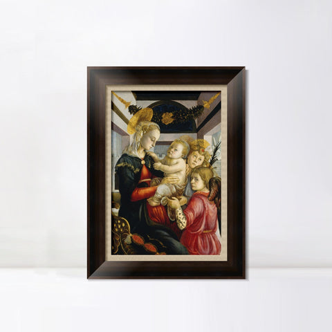 INVIN ART Framed Canvas Art Giclee Print Madonna and Child with Angels by Sandro Botticelli Wall Art Living Room Home Office Decorations